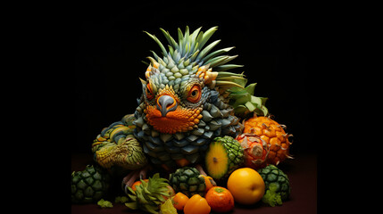 Obraz premium Realistic Fruits and animals mixed together