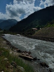 River in the mountains, Clouds in mountains