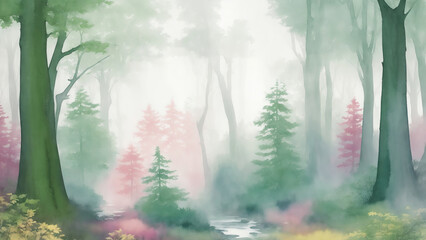 Forest Watercolor Clipart Background