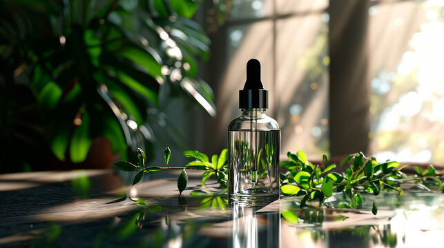 Esencia Natural en Frasco de Vidrio con Gotero y Flores