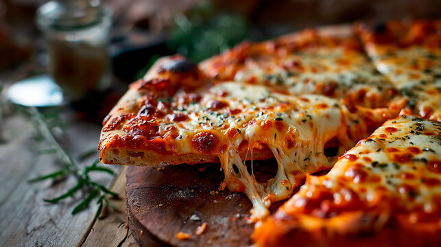 Pizza trozo derretido con queso - Comida italiana primer plano