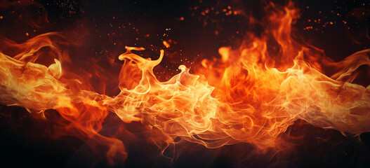 Fototapeta na wymiar vertical shot of beautiful burning flames at night
