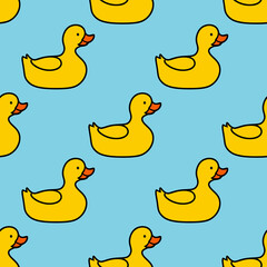 Cartoon little Duck Seamless Pattern. Flat style.