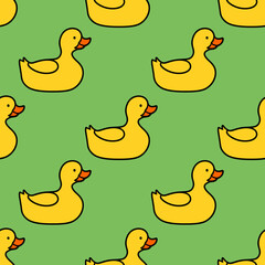 Cartoon little Duck Seamless Pattern. Flat style.