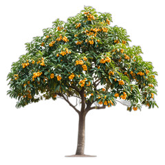 Loquat tree isolated on transparent or white background, png 