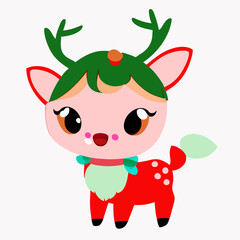 Naklejka premium Cute Festive Reindeer Character