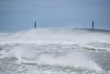 Stormy sea coastal tropical storm turbulent waves