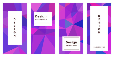 set of brochures with abstract geometric pink purple colorful vibrant background