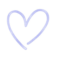 Transparent blue watercolor heart outline