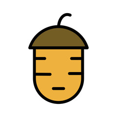 Acorn Food Fruit Filled Outline Icon