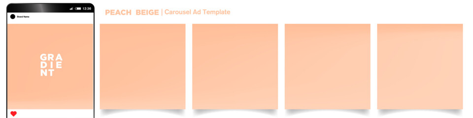 Soft Peach and Beige gradient  carousel ad template. Abstract Gradient background set. Color of the year templates. Vector Illustration. 
