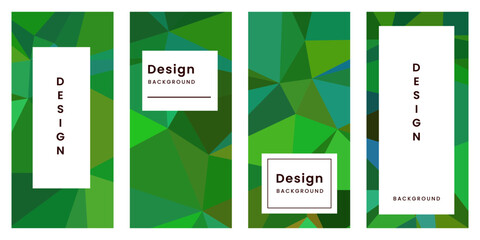 set of brochures with abstract geometric green colorful vibrant background