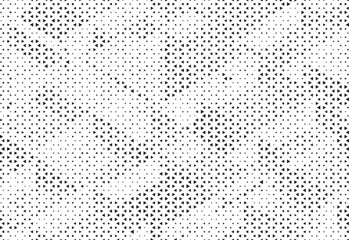 Obraz premium Triangle halftone vector background. Abstract geometric dots background. Pop Art comic gradient black white texture. Design for presentation banner, poster, flyer, business card. 