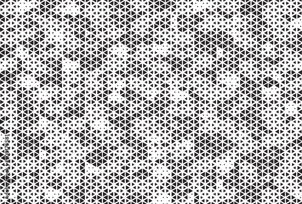 Fototapete Abstract triangular halftone texture vector geometric Background. Halftone triangles retro grunge pattern. Minimal 80s style dynamic structure wallpaper