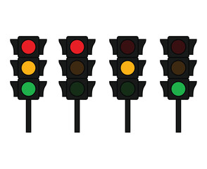 Traffic light icon set in Flat style