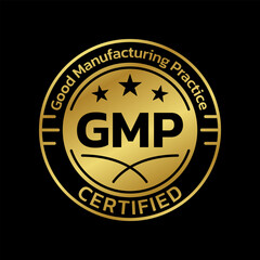 GMP certified icon or logo. Good manufacturing practice stamp or badge. Vector illustration.