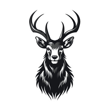 deer head vector illustration isolated on white background for t-shirt design