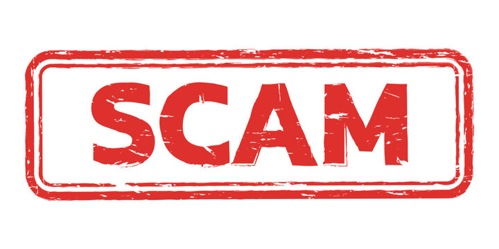 SCAM rubber stamp icon with grunge texture. Vector illustration.