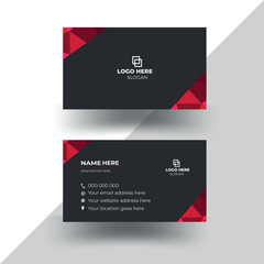 Double-sided creative modern clean professional black & red business card template design , corporate visiting card, name card,  elegant  business card design with mockup