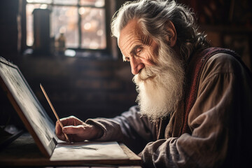 Portrait of handsome professional man inspired artist architect generative ai