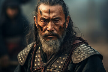 Obraz premium AI generated image of medieval knight in dark decorated armor