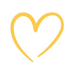 Yellow hand painted heart outline, transparent design element