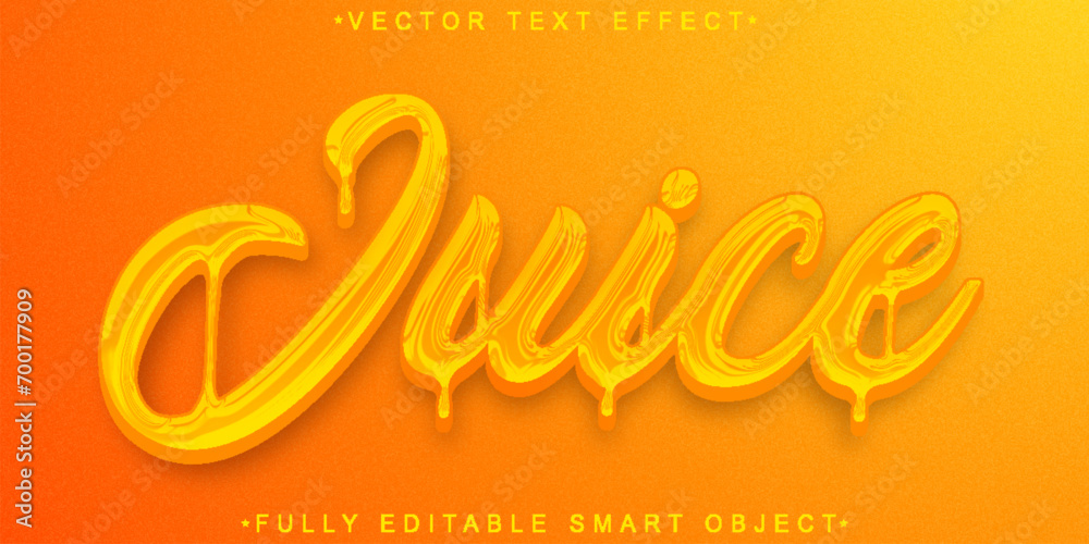 Poster orange juice vector fully editable smart object text effect