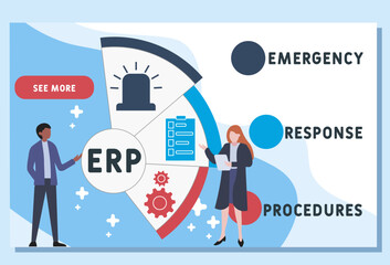 erp - emergency response procedures acronym. business concept background. vector illustration concept with keywords and icons. lettering illustration 