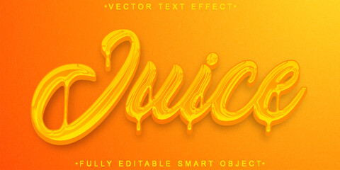 Orange Juice Vector Fully Editable Smart Object Text Effect - obrazy, fototapety, plakaty