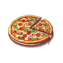 sweet delicious pizza fast food isolated on white background