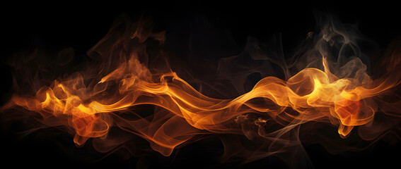 Fototapeta premium Fire flames on a black background abstract