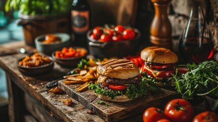 american food on the table, 