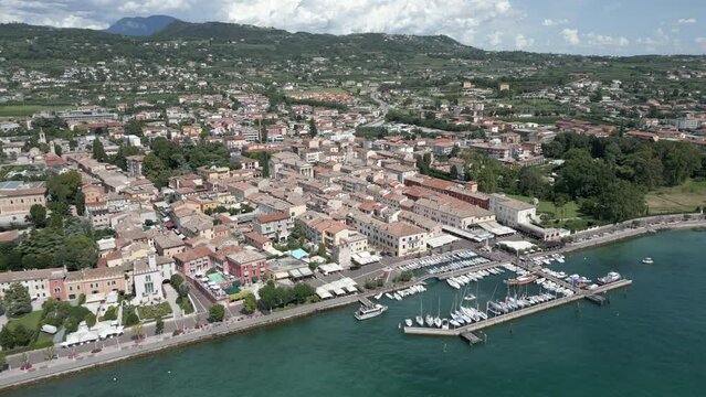 Drone of Bardolino and lake Garda in Italy