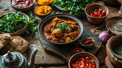arabic traditional food on the table, - obrazy, fototapety, plakaty