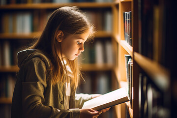 Generative AI technology conceptual picture World Book Day people reading book in big large library