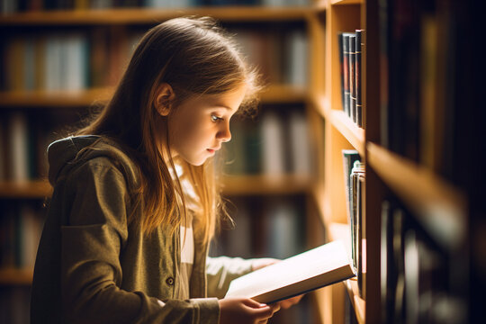 Generative AI technology conceptual picture World Book Day people reading book in big large library