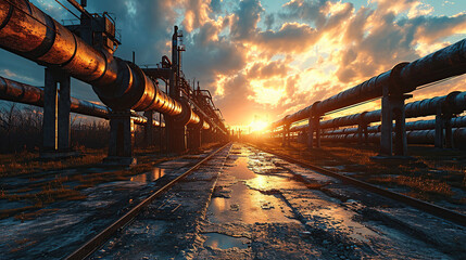 Power plant energy pipeline - obrazy, fototapety, plakaty