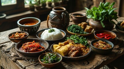 indonesian traditional food on the table, 