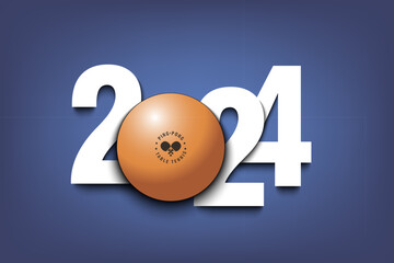 Happy New Year 2024 and ping-pong ball