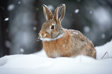 rabbit in the snow. Generative AI