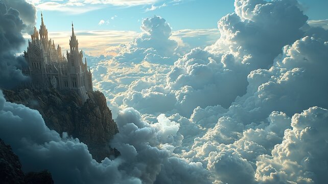 sky gods king heaven throne in the middle of clouds. a throne