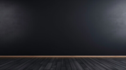a black wall and wooden floor - obrazy, fototapety, plakaty