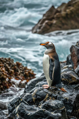 The charm of the Yellow-eyed Penguin in its natural habitat
