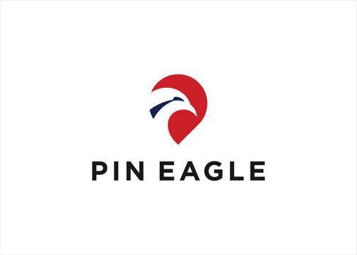 Eagle vector logo with map pin design illustration