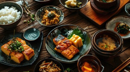 japanese traditional food on the table, 