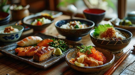 japanese traditional food on the table, 