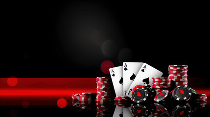 a group of cards and poker chips