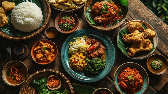 malaysian traditional food on the table, 