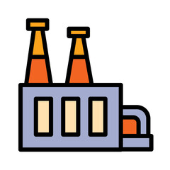 Building Factory Oil Filled Outline Icon