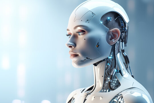 Beautiful female robot with artificial intelligenc